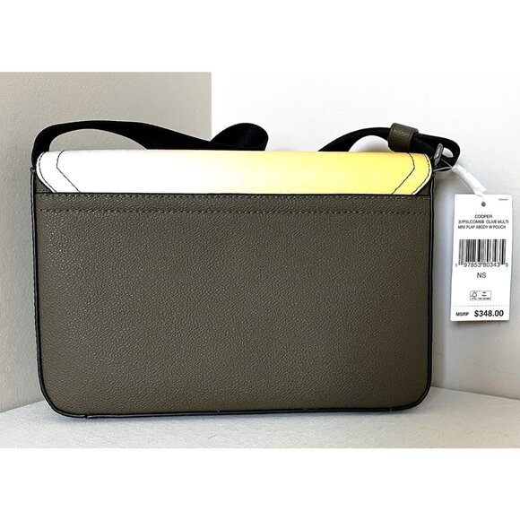 New Michael Kors Cooper Mini Flap Ombré Logo Crossbody with Pouch Olive Multi - Picture 4 of 5